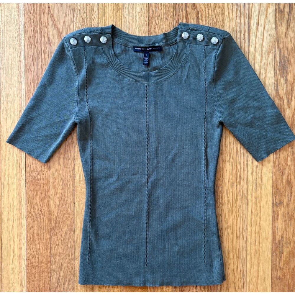 Green Short Sleeve Shirt from White House Black Market